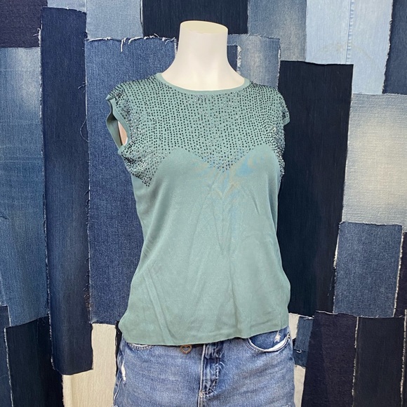 Two Piece Sequenced Top Knit Top & Sweater Beautifully done. Sz L - Picture 4 of 11